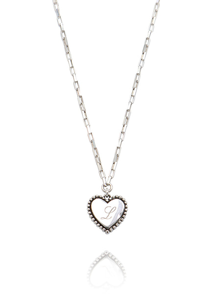 [유니제이] Initial Heart Pendant Silver Necklace In343 [Silver]
