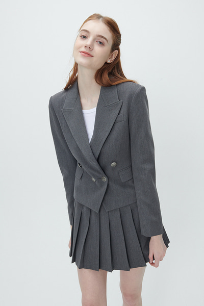 [마우솔레움] Tailored cropped suit jacket GREY