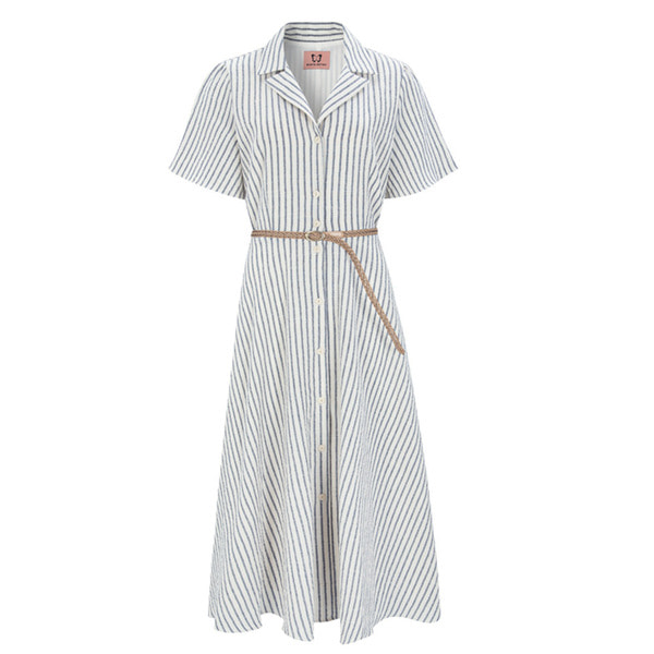 [민타레트로] Carina Stripe Linen Long Dress