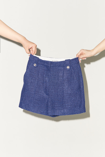 [마우솔레움] Tweed short pants - Deep blue
